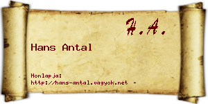 Hans Antal névjegykártya